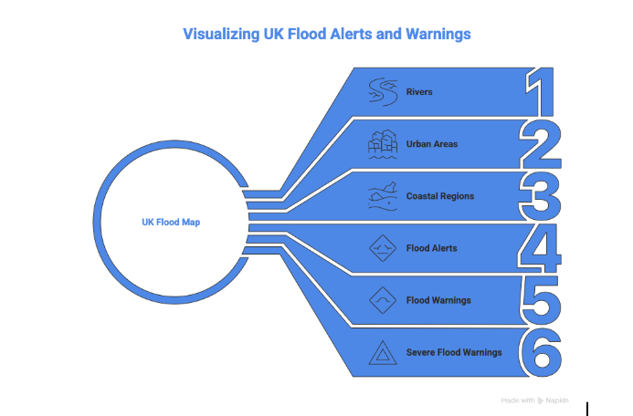 Interactive UK flood map showing live alerts, rivers, coastal areas, and flooding near me across England, Wales, and Scotland.