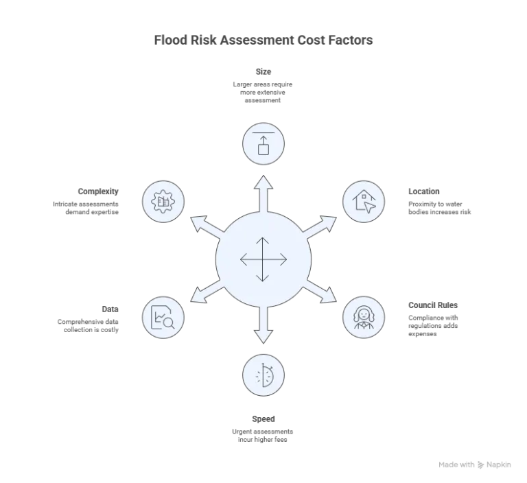 Flood risk hierarchy showing Level 1, Level 2, and Level 3 flood risk assessment complexity tiers.