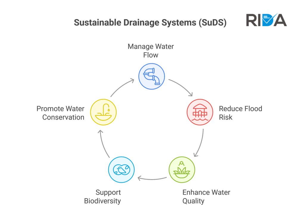 Sustainable Drainage Systems (SuDS) diagram