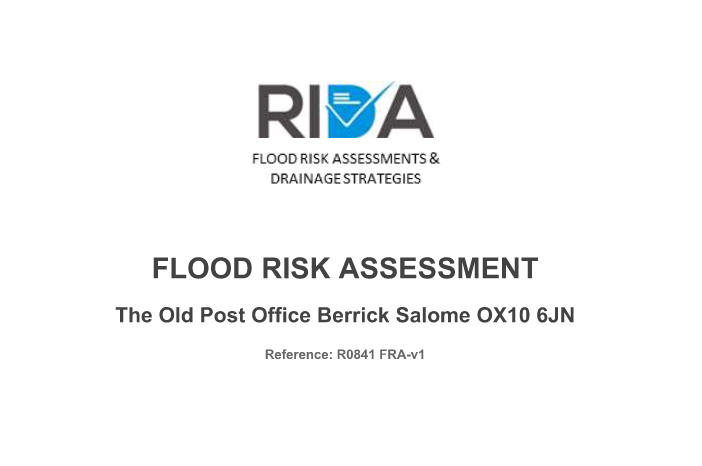 Flood Risk Assessment report by RIDA Reports for a site in South Oxfordshire
