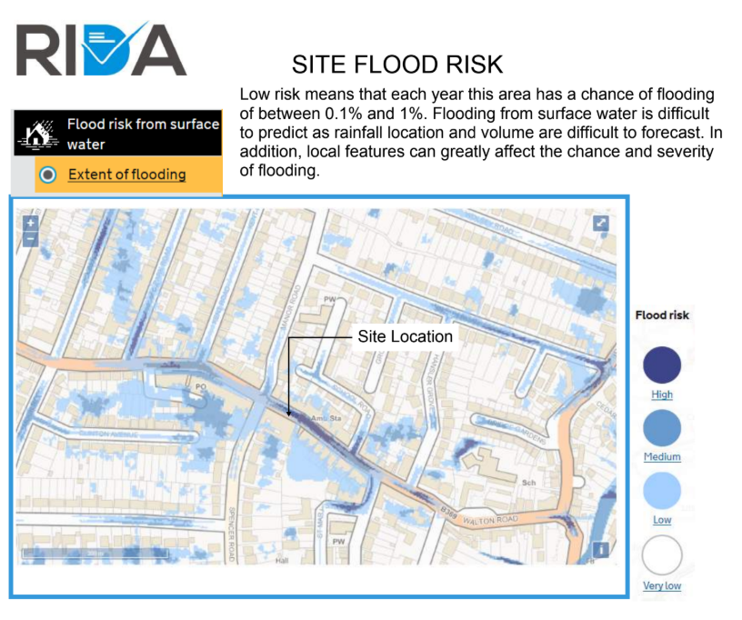 Flood map in East molesey